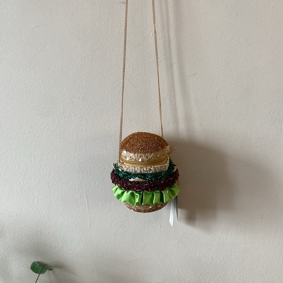 New Trending Hard to Find Burger Beaded Bag Purse Crossbody Made in INDIA Viral - Picture 5 of 5